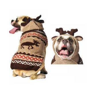 Chilly Dog Moose Hoodie & Antlers Tan
