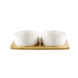 Be One Breed Bamboo & Ceramic Bowls White