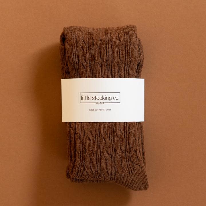 Little Stocking Co. Cable Knit Tights in Chocolate Brown Little Stocking Co. Cable Knit Tights in Chocolate Brown