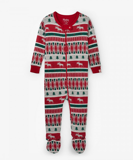 Hatley Hatley |Fair Isle Moose Footed Coverall