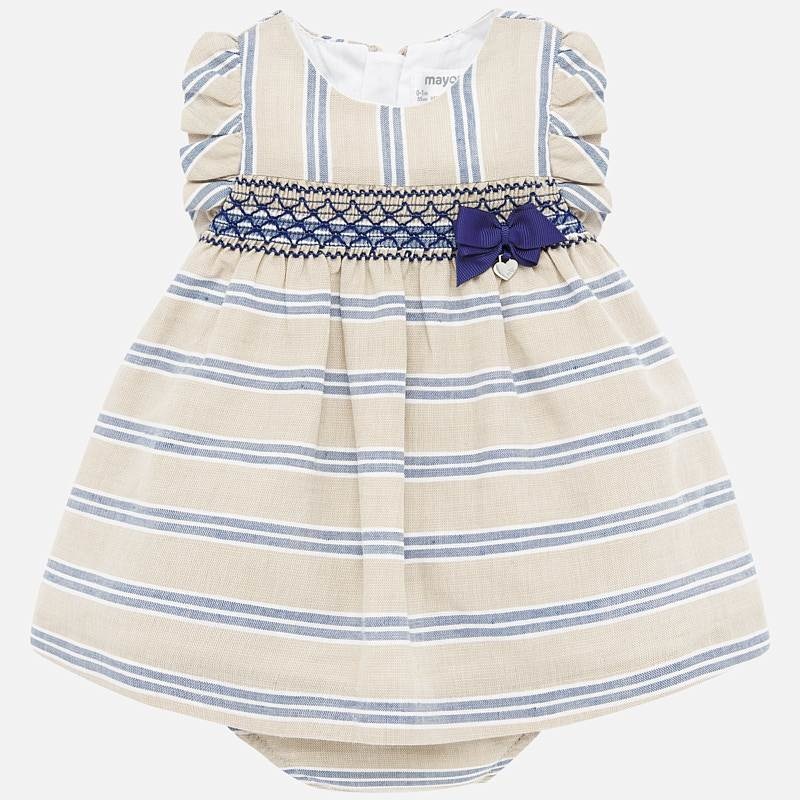 Mayoral Mayoral | Linen Stripe Baby Dress Mayoral Mayoral | Linen Stripe Baby Dress