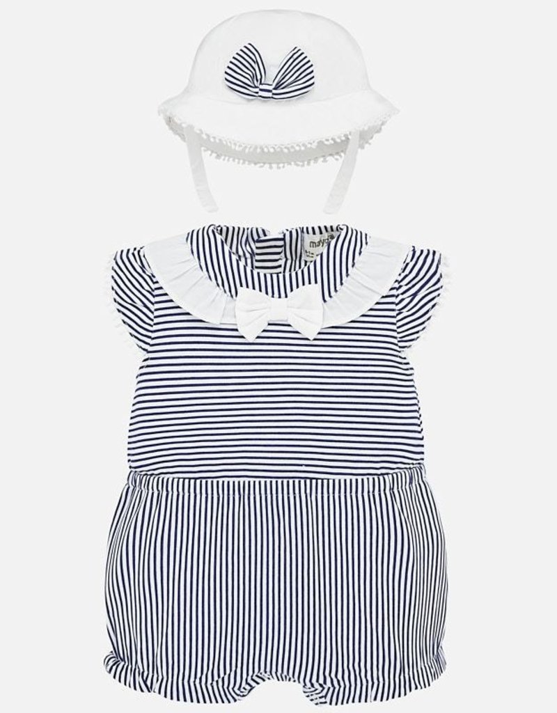 Mayoral Mayoral | Nautical Romper & Sunhat Set