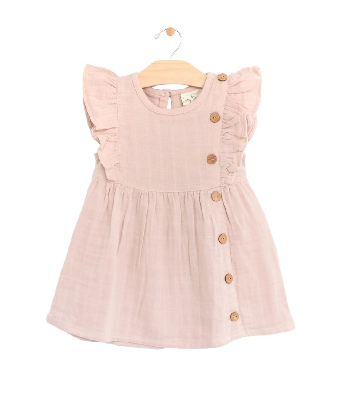 City Mouse City Mouse | Muslin Flutter Side Button Dress City Mouse City Mouse | Muslin Flutter Side Button Dress