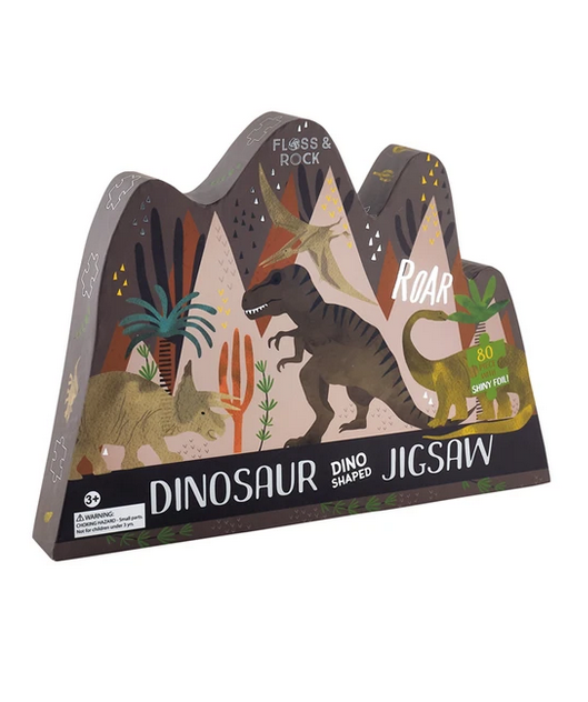 Floss & Rock 80 Piece Shaped Box Puzzle | Dinosaur Floss & Rock 80 Piece Shaped Box Puzzle | Dinosaur