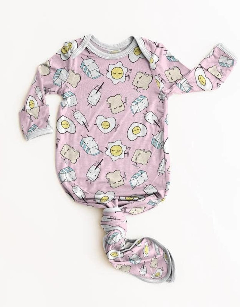 Little Sleepies Little Sleepies Pink Breakfast Buddies Bamboo Infant Knotted Gown