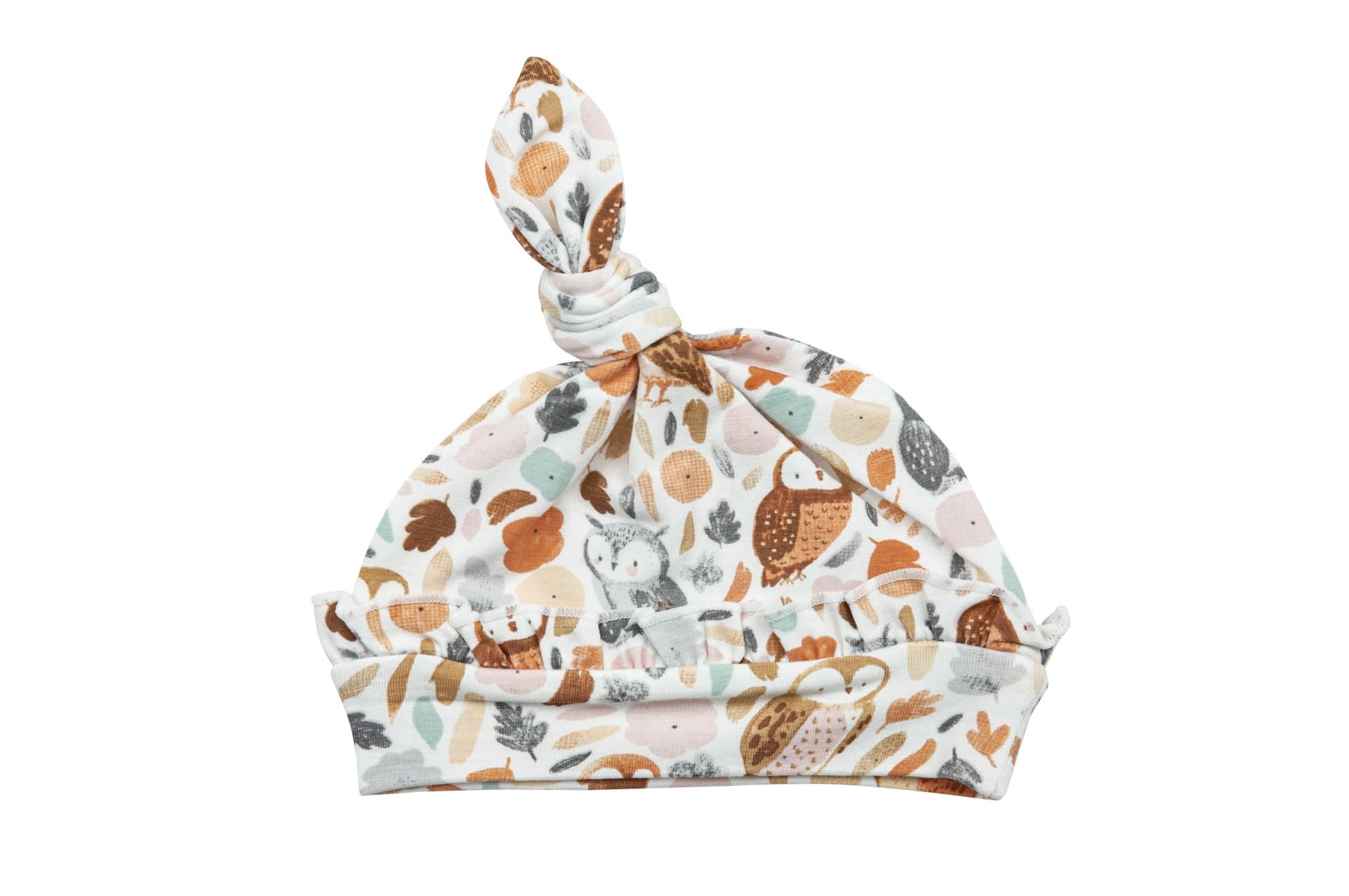 Angel Dear Angel Dear | Autumn Owls Ruffle Knotted Hat