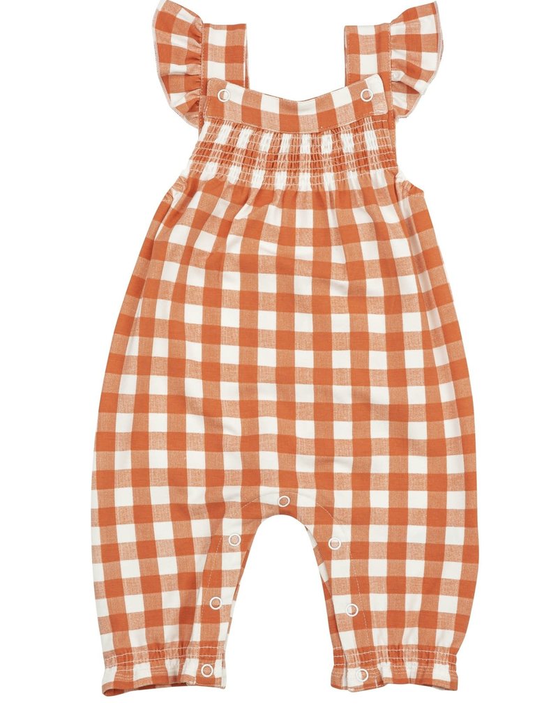 Angel Dear Angel Dear | Gingham Pumpkin Smocked Front Coverall