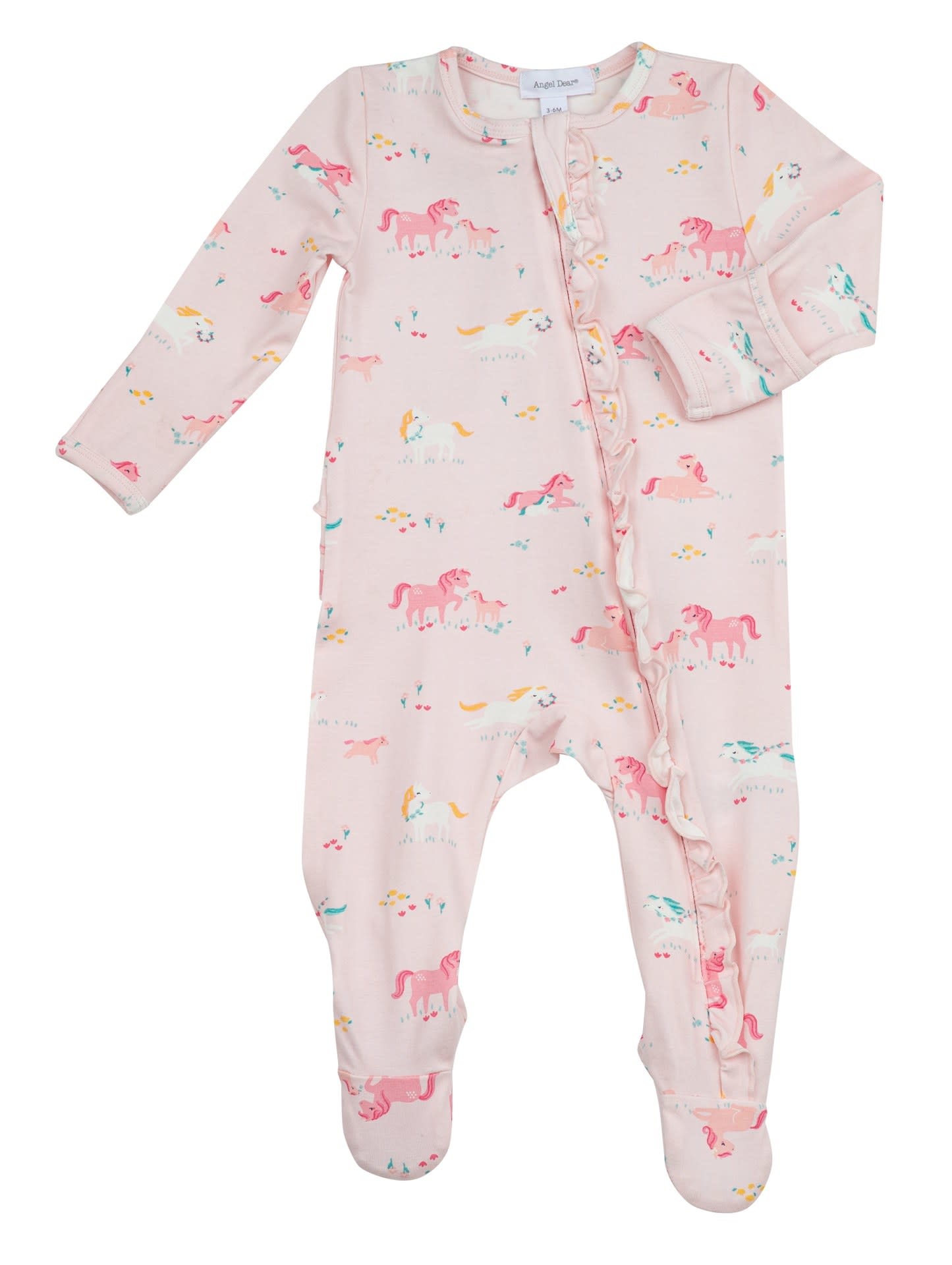 Angel Dear Angel Dear | Girl Ponies Ruffle Zipper Footie