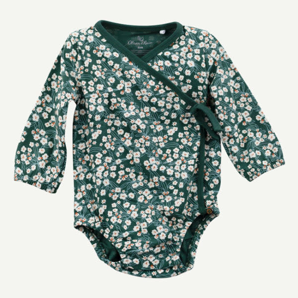 Oliver & Rain Oliver & Rain | Organic Cotton Floral Print Pine Green Kimono Bodysuit