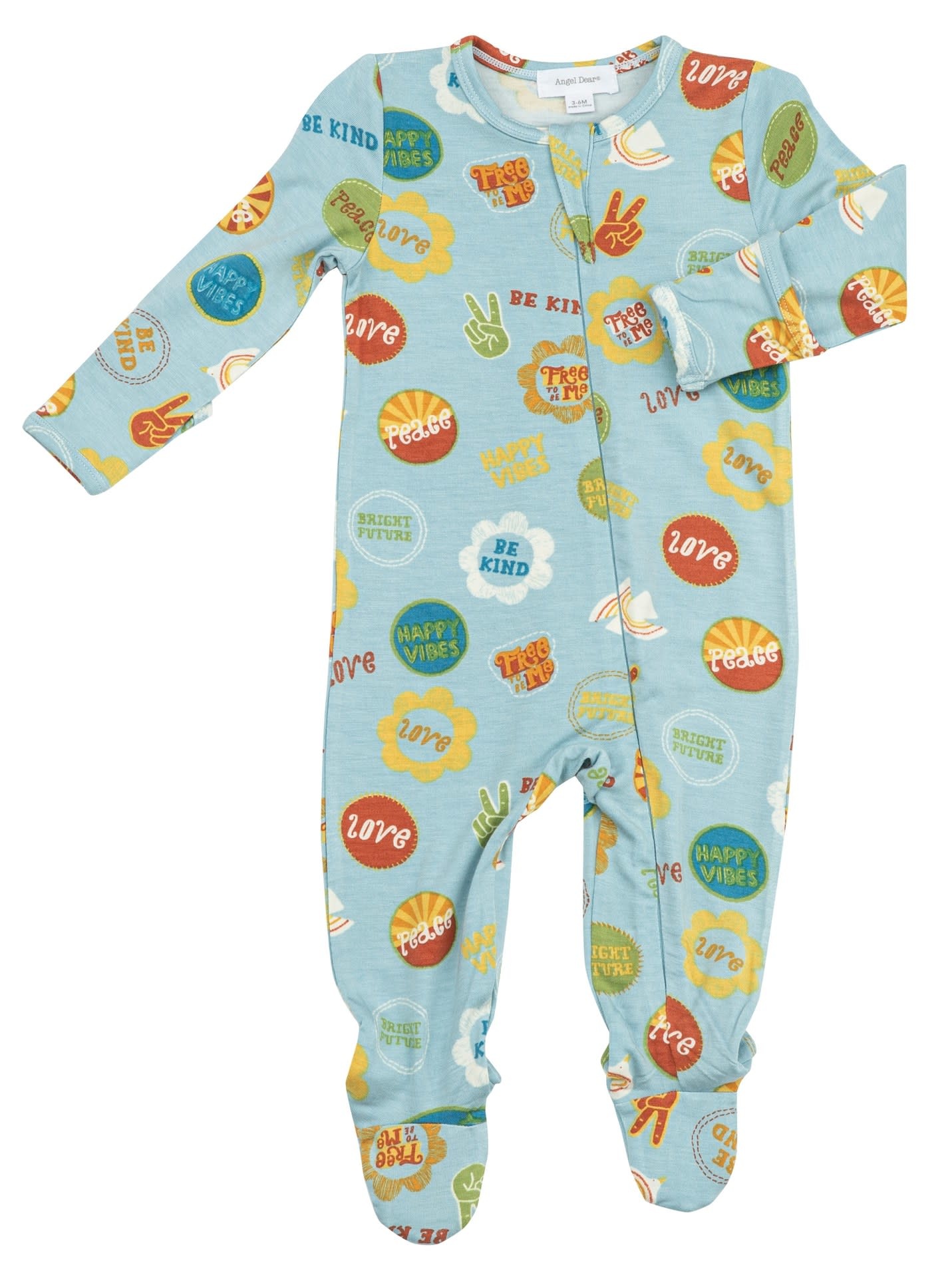 Angel Dear Angel Dear | Good Vibes Zipper Footie Angel Dear Angel Dear | Good Vibes Zipper Footie