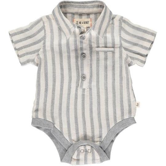Me & Henry Me & Henry | Helford Short Sleeve Onesie Grey Stripe
