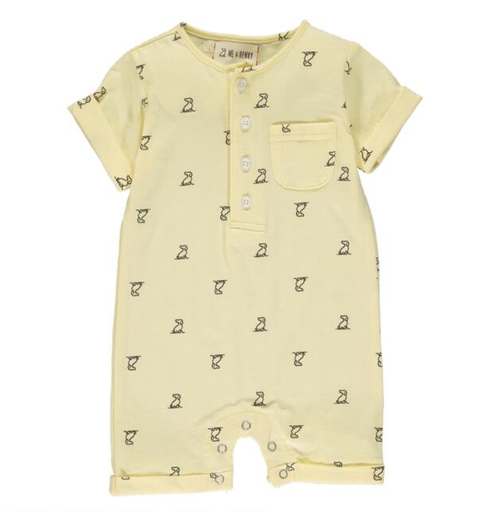 Me & Henry Me & Henry | Yellow Dog Print Logo Onesie