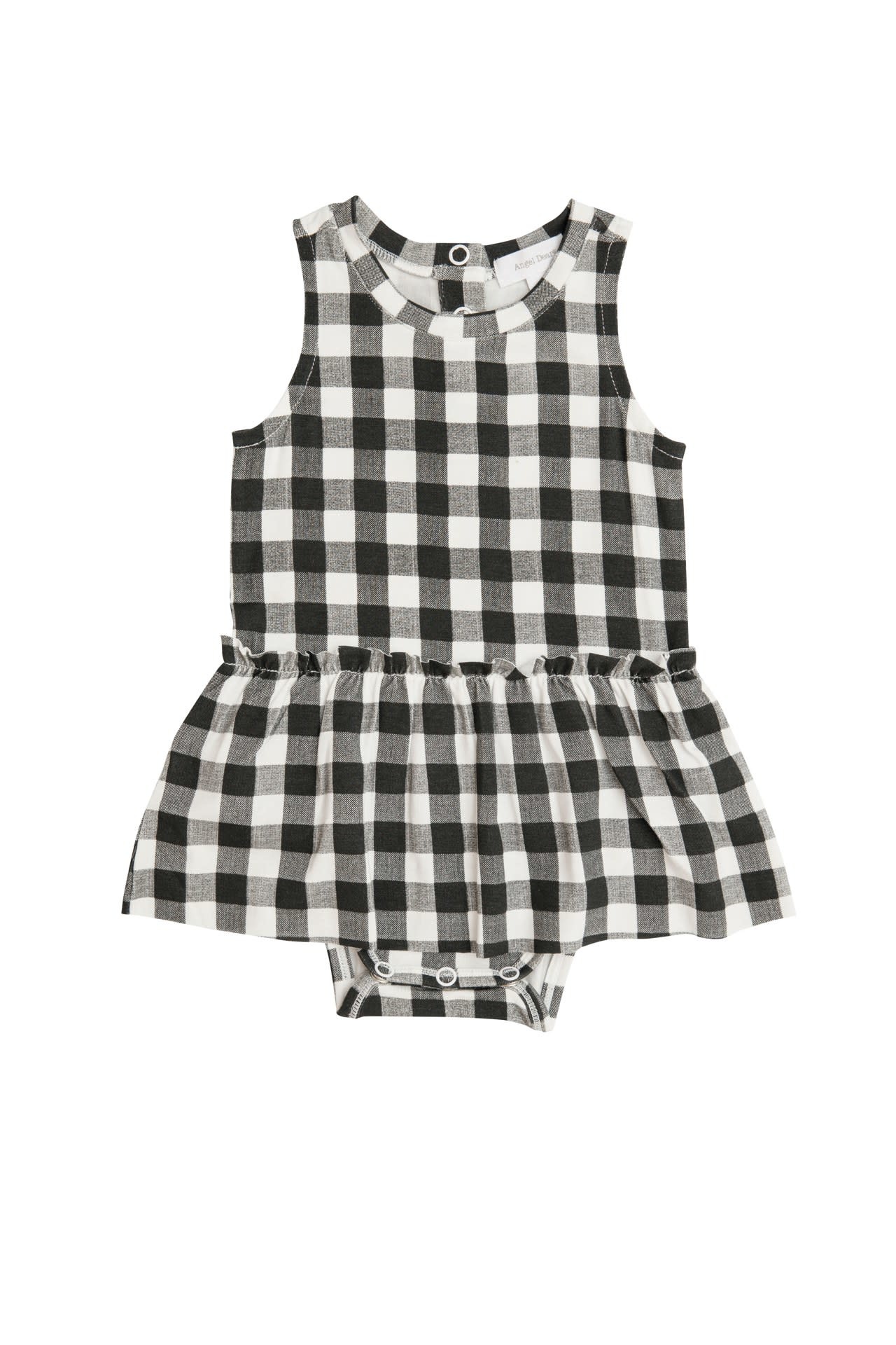 Angel Dear Angel Dear | Gingham Bodysuit with Skirt Black Angel Dear Angel Dear | Gingham Bodysuit with Skirt Black