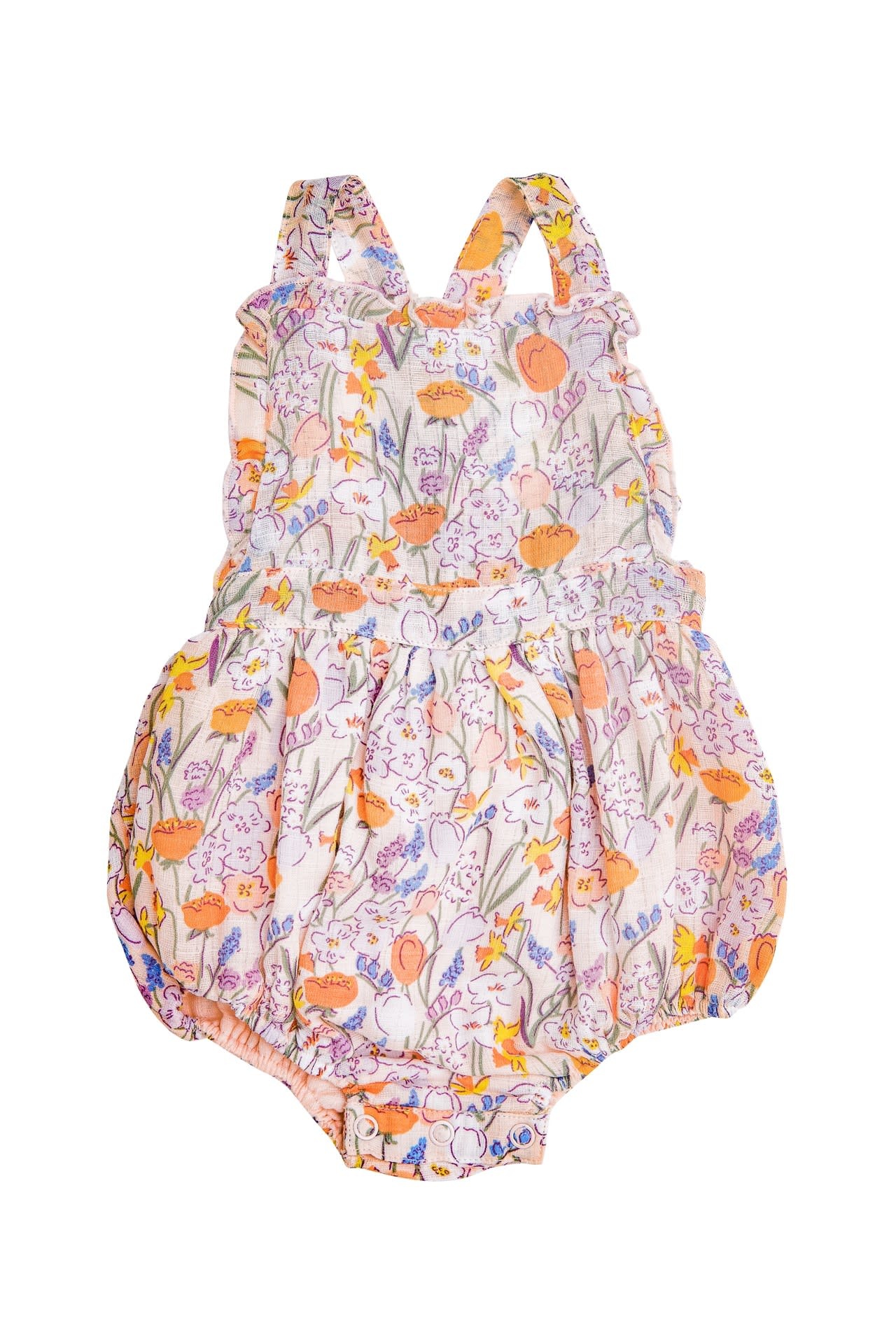 Angel Dear Angel Dear | Springtime Floral Ruffle Sunsuit