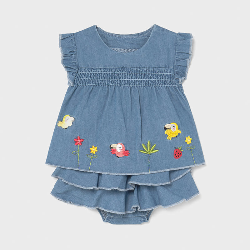 Mayoral Mayoral | Denim Top and Skirt Set