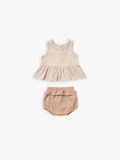 Quincy Mae Quincy Mae | Sleeveless Peplum Set Petal Stripe Quincy Mae Quincy Mae | Sleeveless Peplum Set Petal Stripe