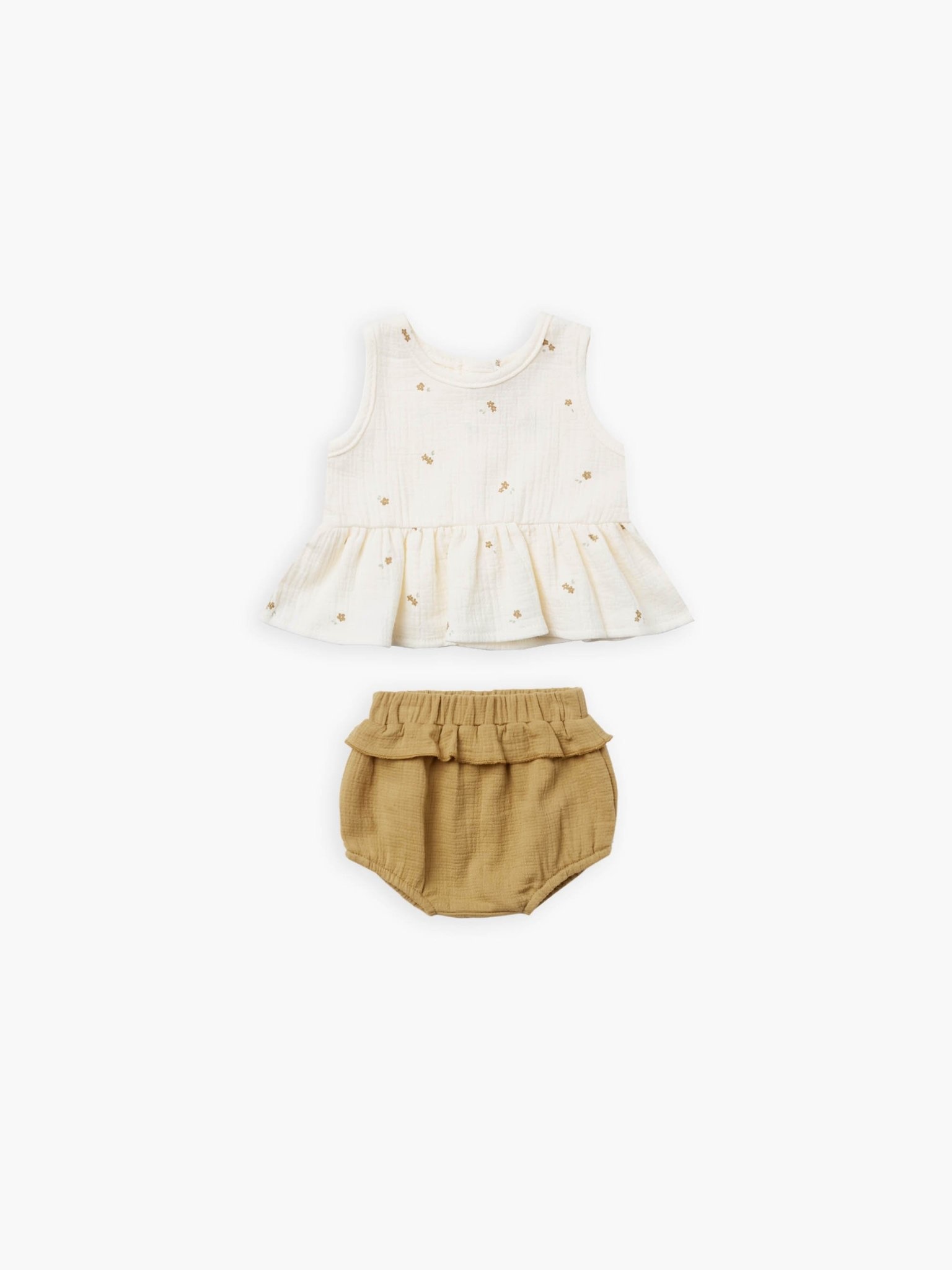 Quincy Mae Quincy Mae | Sleeveless Peplum Set Ivory Gold Quincy Mae Quincy Mae | Sleeveless Peplum Set Ivory Gold