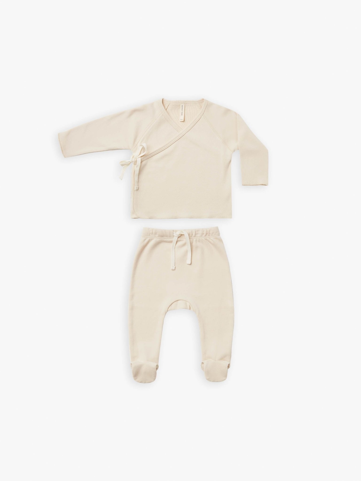 Quincy Mae Quincy Mae | Wrap Top + Pant Set Natural Quincy Mae Quincy Mae | Wrap Top + Pant Set Natural