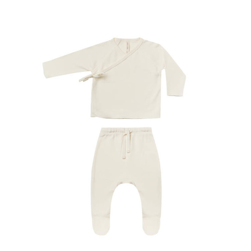 Quincy Mae Quincy Mae | Wrap Top & Footed Pant Set Ivory