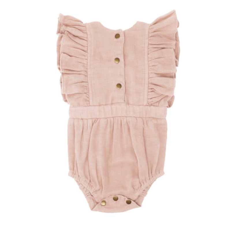 L'oved Baby L'oved Baby | Organic Muslin Baby Ruffle Body Suit Rosewater