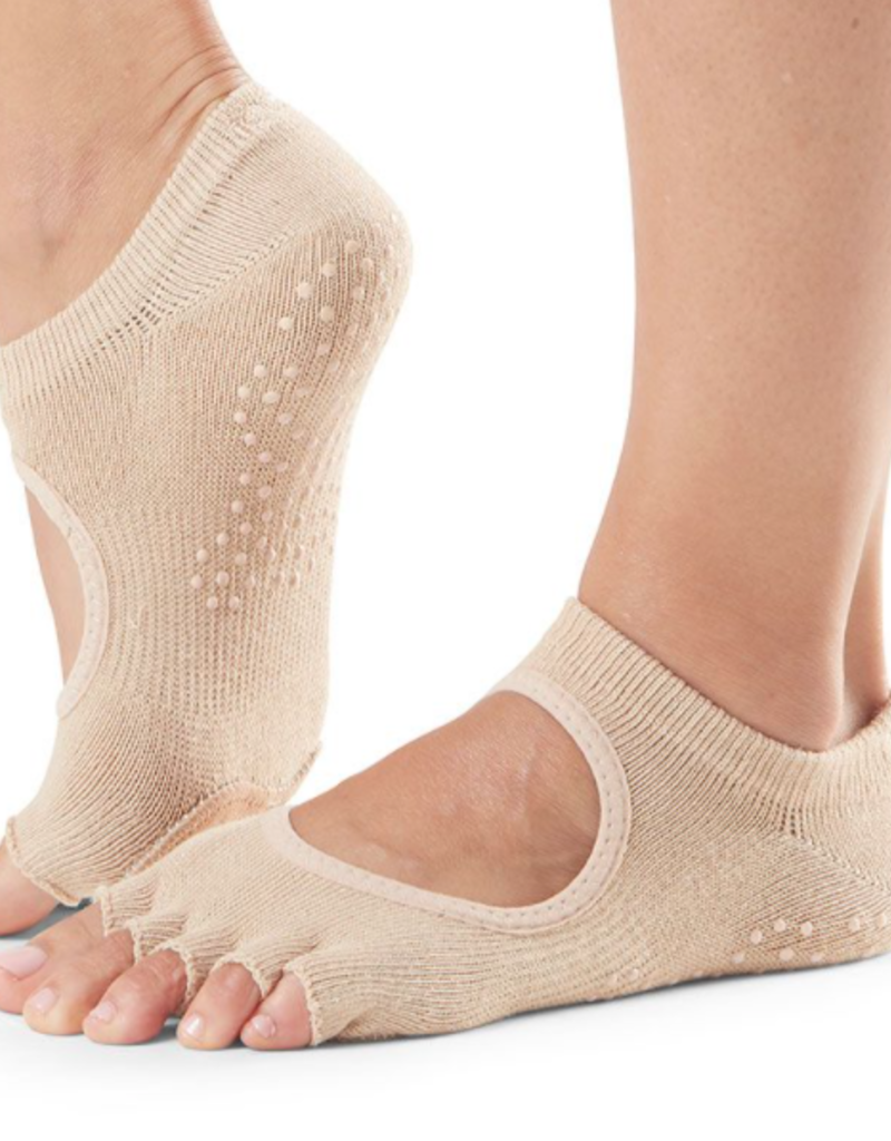 ToeSox Womens Plie Half Toe Grip for Yoga Toe Socks With LEATHER PAD Barre Pilates Dance 