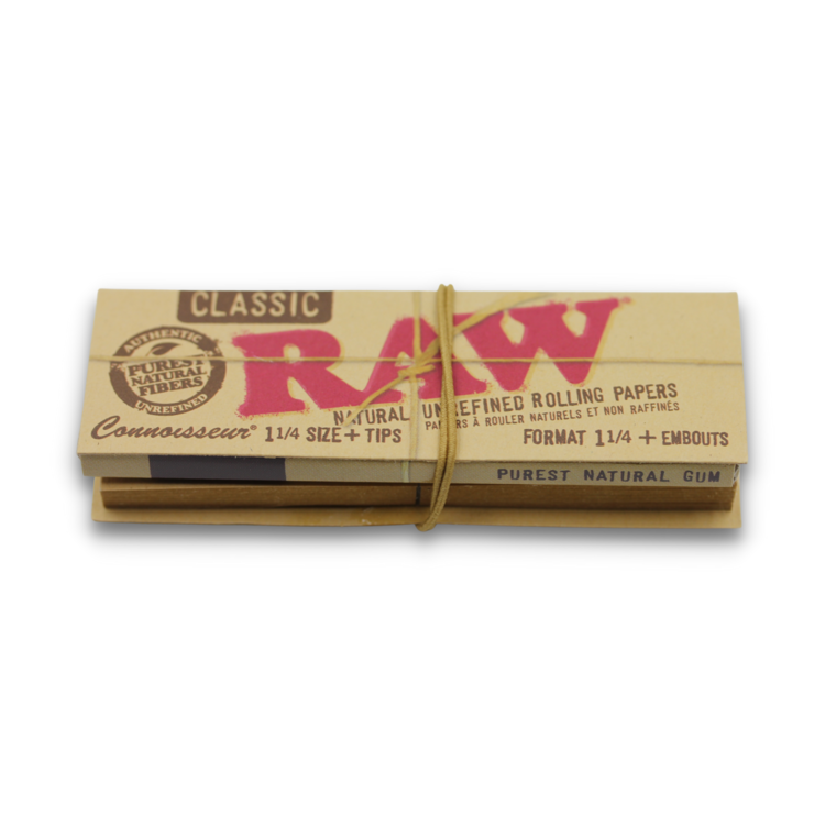 RAW RAW - Classic Natural Connoisseur - 1 1/4 Rolling Papers w/Tips