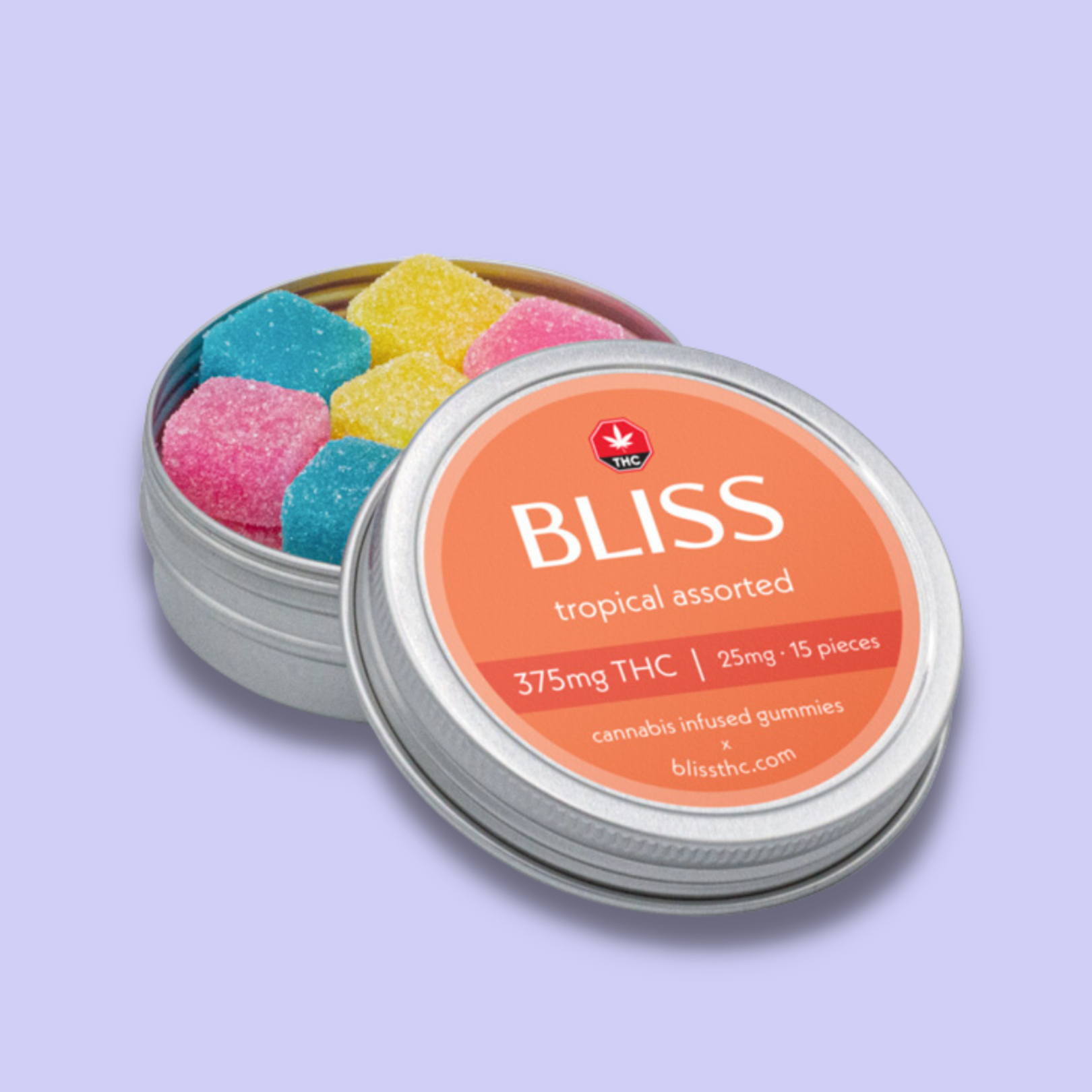 Bliss THC Gummies 375mg THC Tropical Assorted Stepping Stone