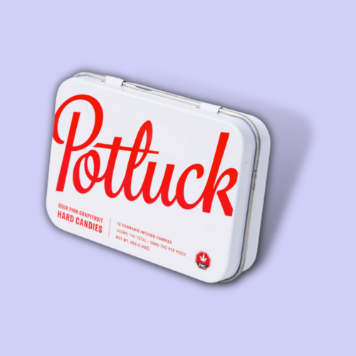 Potluck THC Hard Candies - Sour Pink Grapefruit Potluck THC Hard Candies - Sour Pink Grapefruit