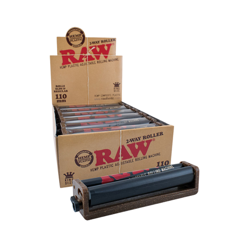 RAW 2-Way Hemp Plastic Cigarette Rolling Machine - 110mm (Adjustable)