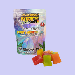 Golden Monkey Extracts SUGAR-FREE HIGH DOSE THC Gummies - 1500mg - Fruity Adventure