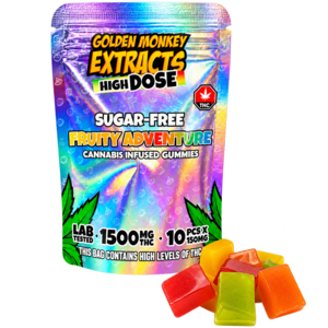 Golden Monkey Extracts SUGAR-FREE HIGH DOSE THC Gummies - 1500mg - Fruity Adventure