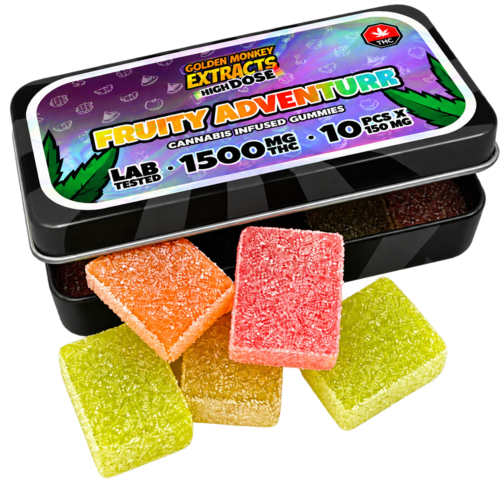Golden Monkey Extracts HIGH DOSE - THC Gummies - 1500mg - Fruity Adventure