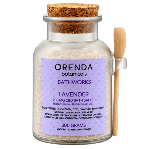 Orenda Botanicals Bath Works Lavender Bath Salts 300g - 200mg CBD