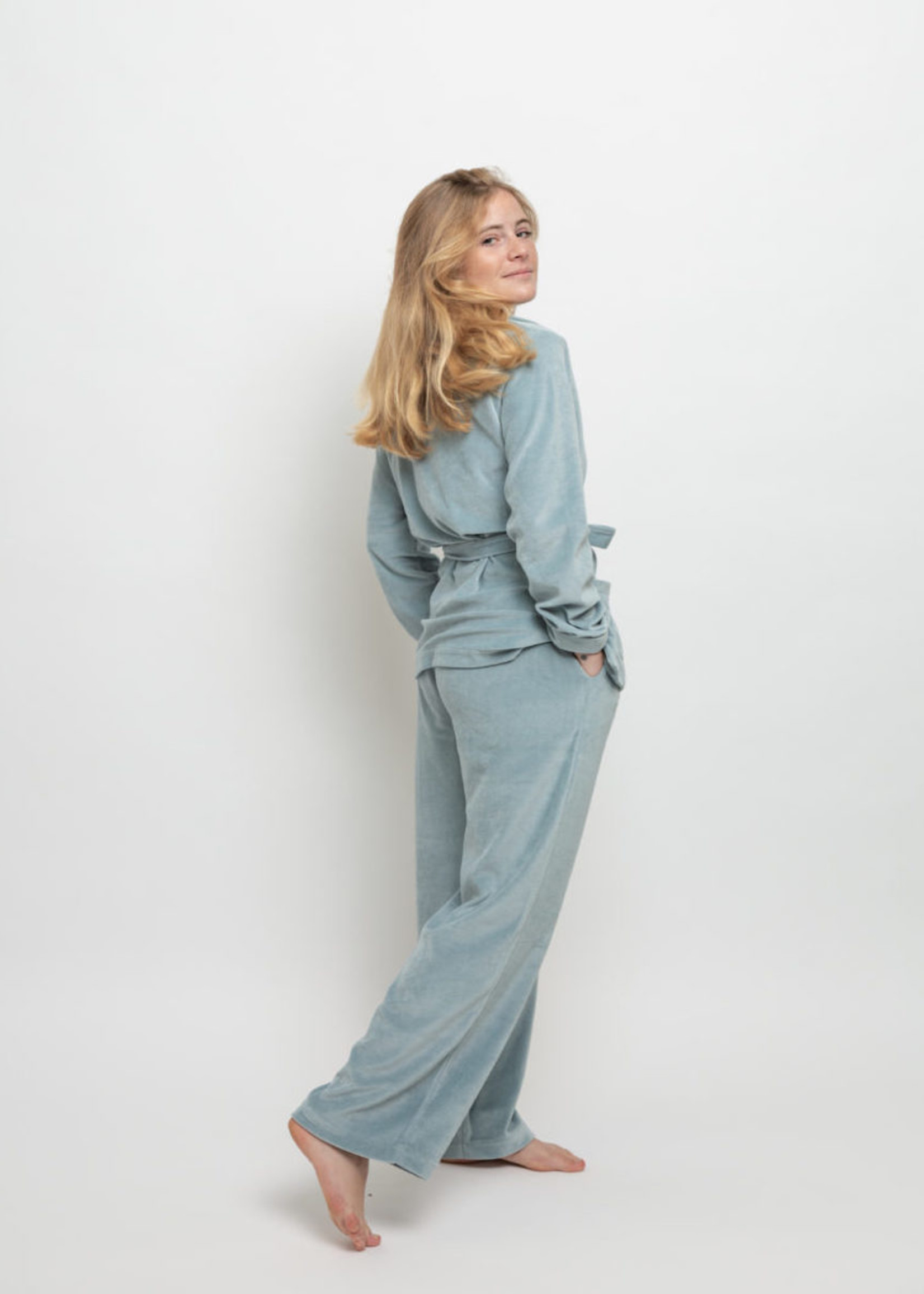 Lalide à Paris Claire Blue Velvet Pajamas Set