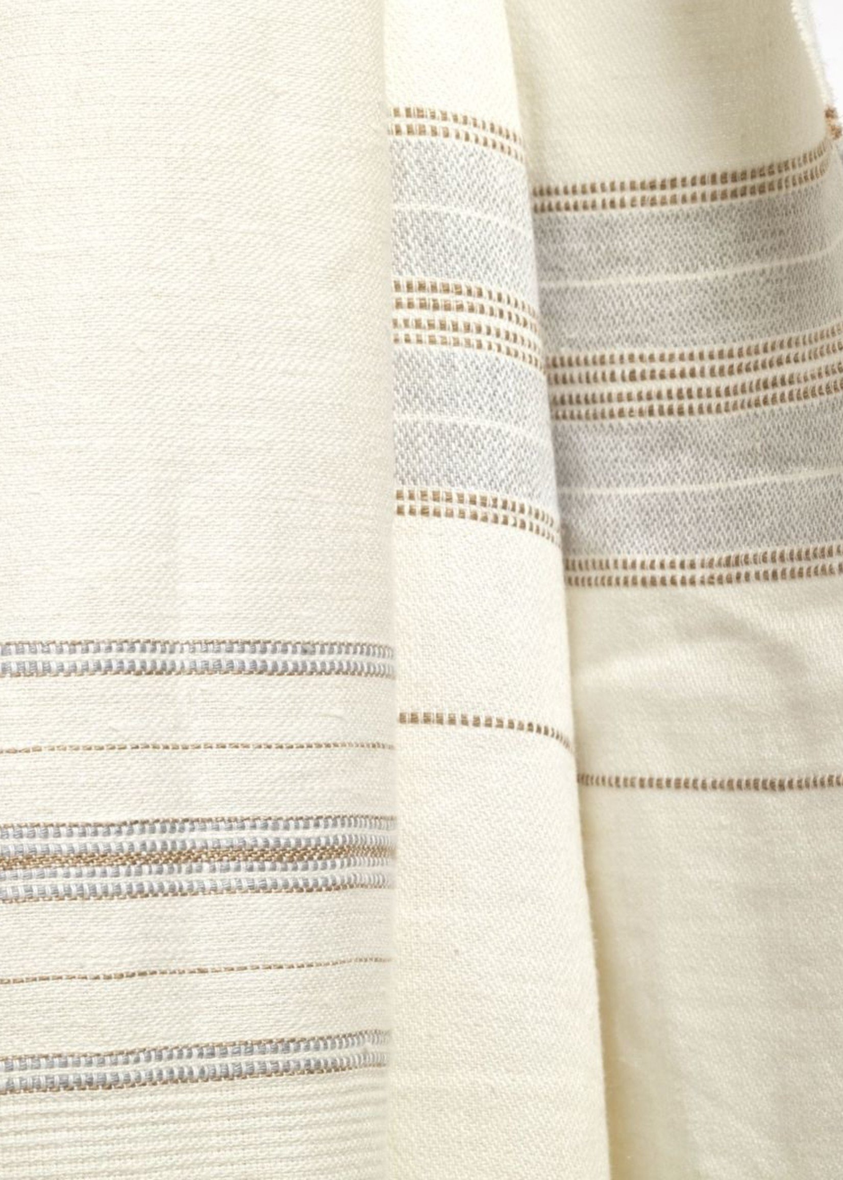 Lucas Natural Striped Linen Fabric Sample - LinenMe