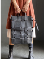 Trakatan Leather Black Intricate Woven Shopper