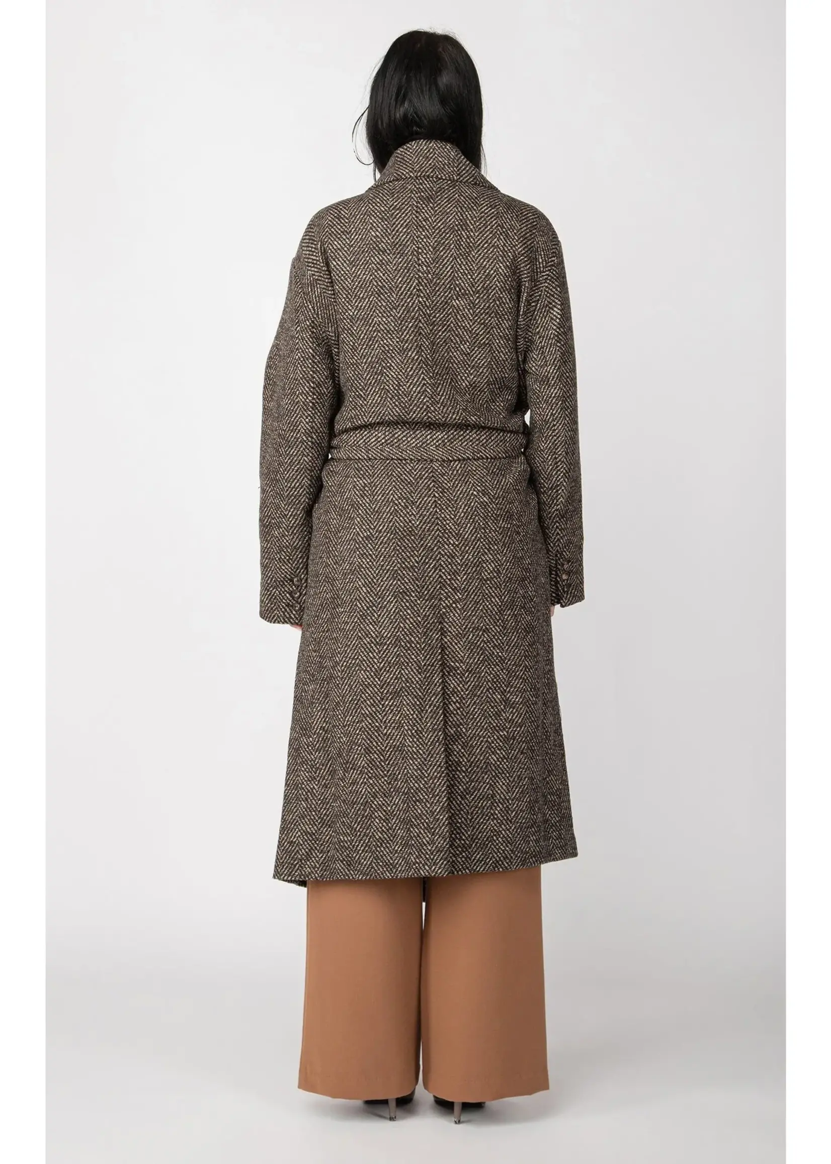 black tape belted herringbone jacket