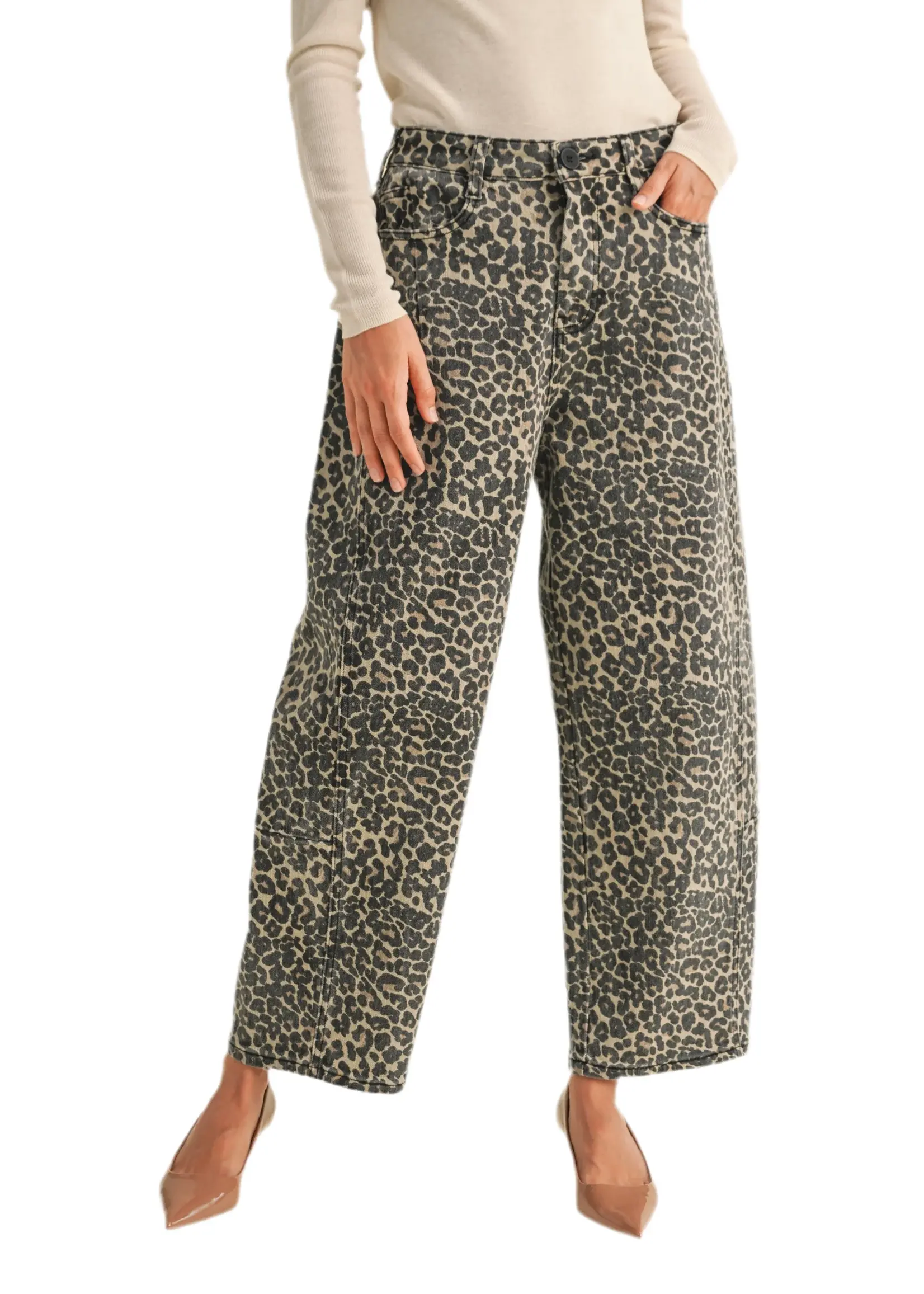 Miou Muse Barrel Leopard Jeans