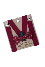 Burgundy Dot Bow Tie & Suspenders Set