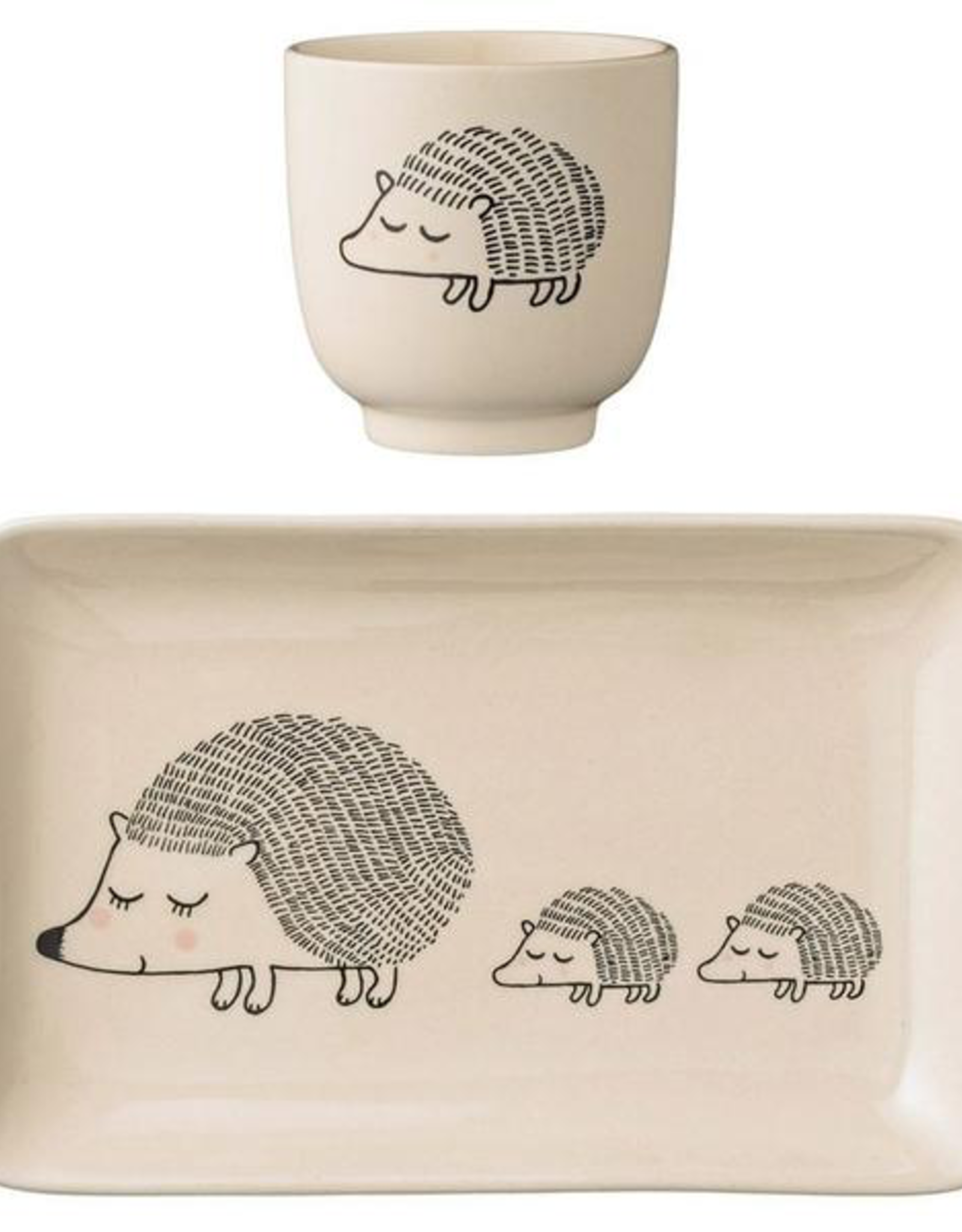 Hedgehog Ceramic Cup and Plate Set