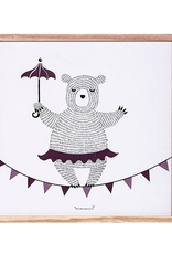 Square Wood Picture Frame of Dancing Bear