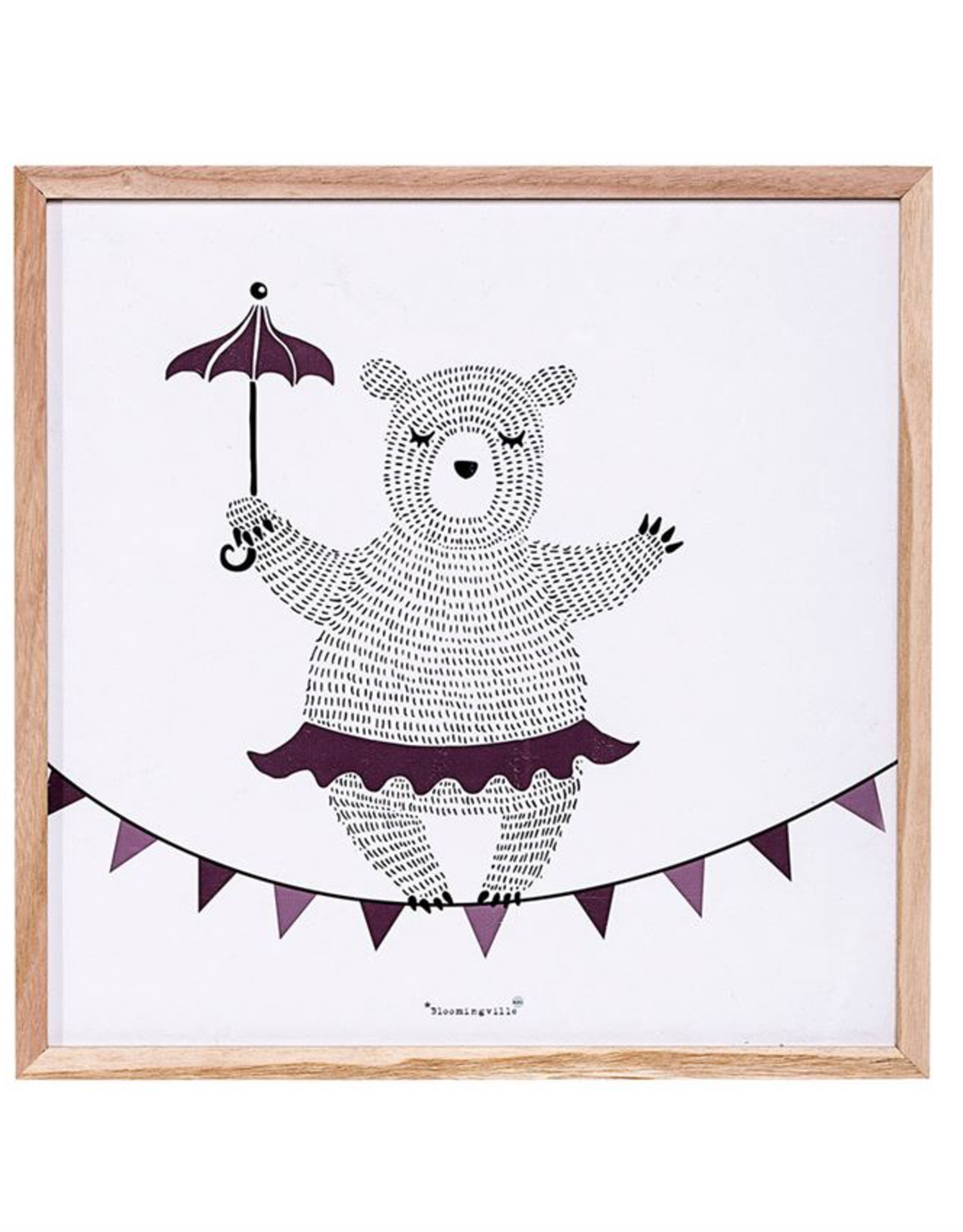 Square Wood Picture Frame of Dancing Bear