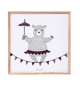 Square Wood Picture Frame of Dancing Bear