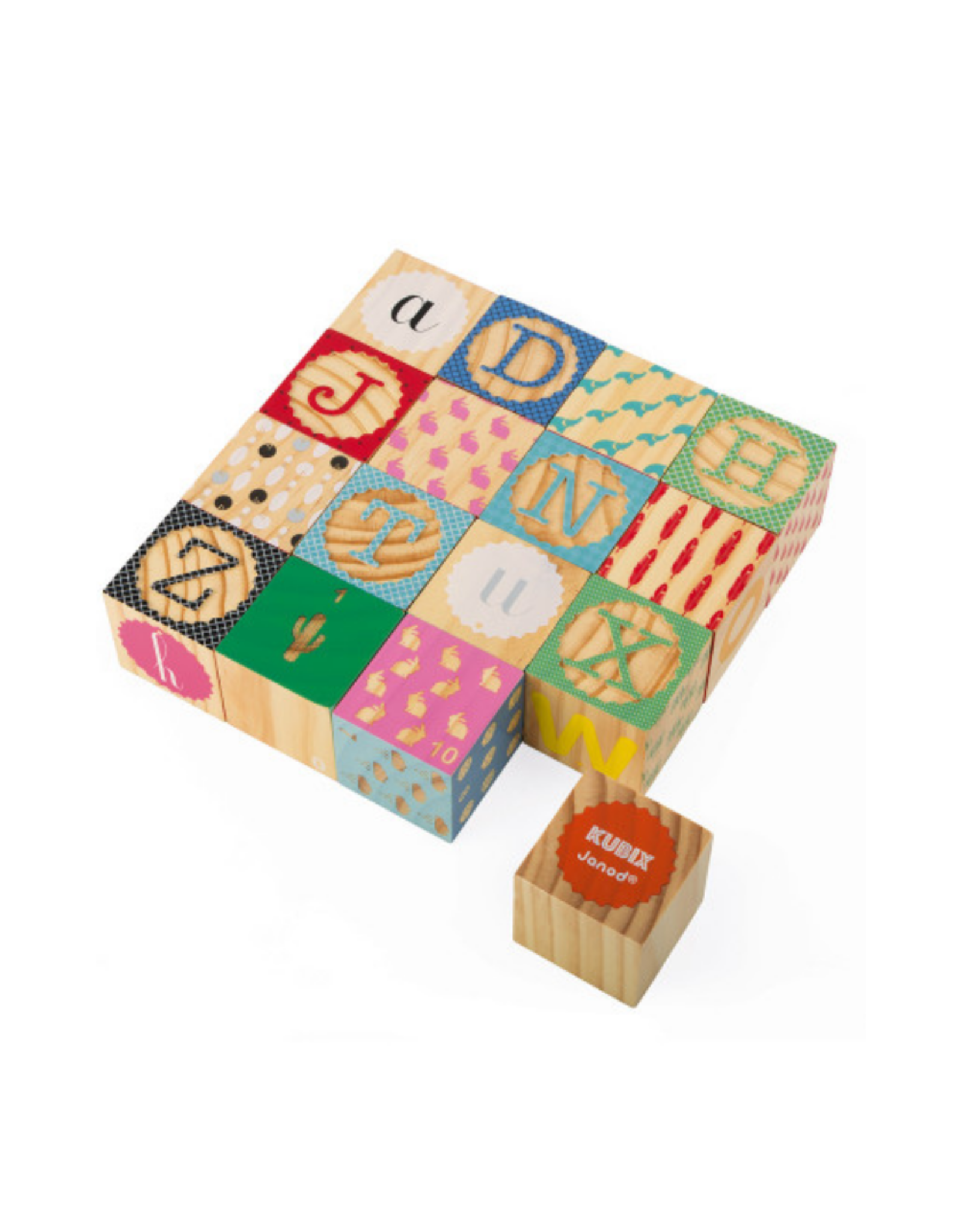Kubix - 16 Carved Alphbet Blocks