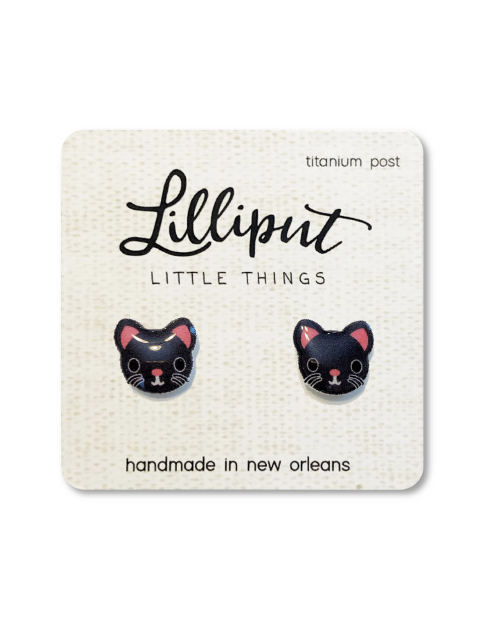 Cute Kitty Cat Earrings - Black