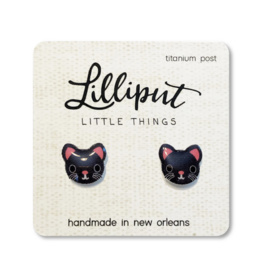 Cute Kitty Cat Earrings - Black