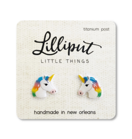 Rainbow Unicorn Earrings - White