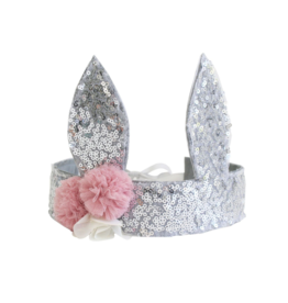 Sequin Bunny Crown Silver