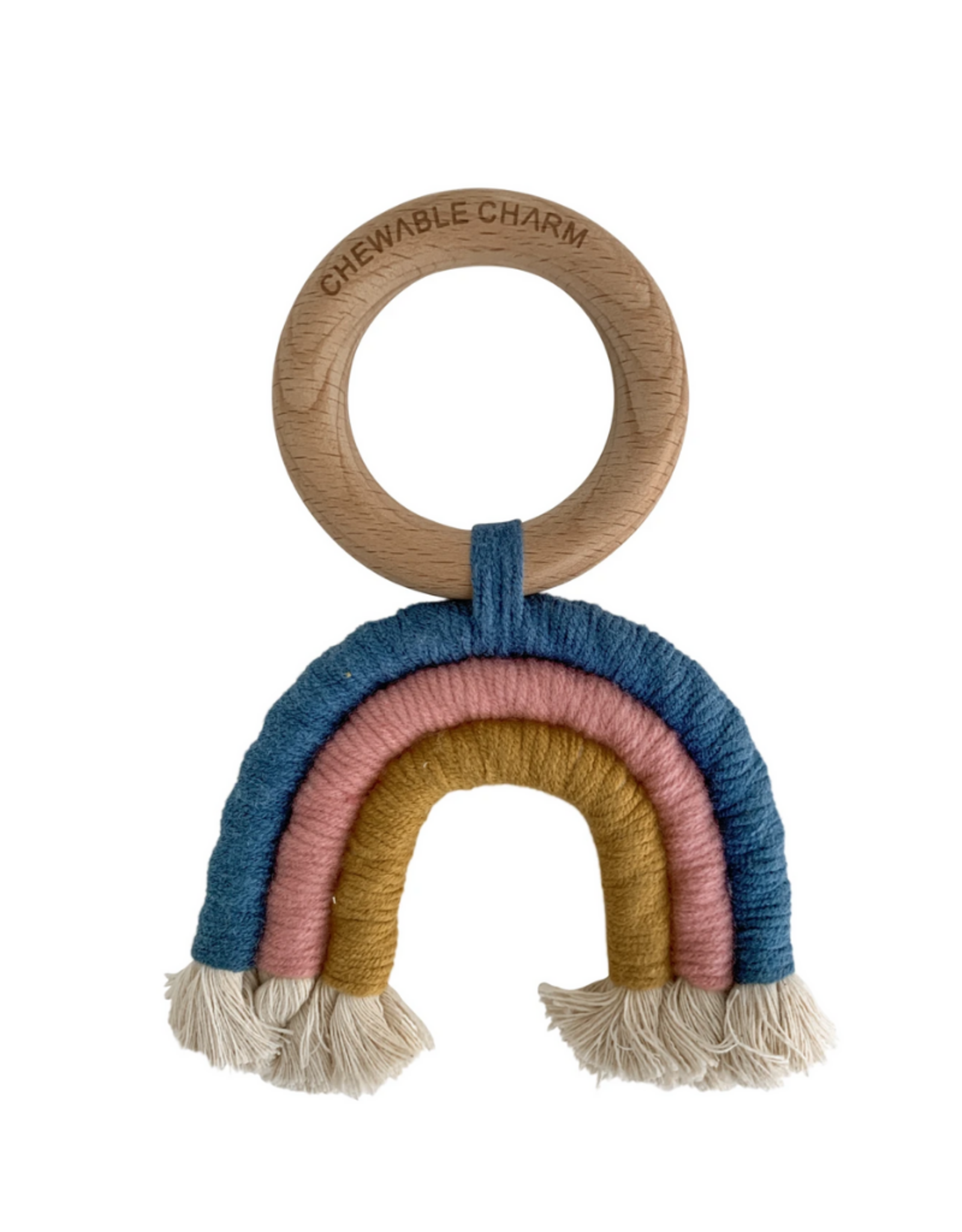 Rainbow Macrame Teether - Teal + Rose