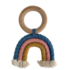Rainbow Macrame Teether - Teal + Rose